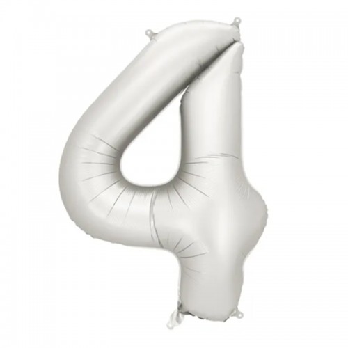 Balão Número 4 Prateado Mate